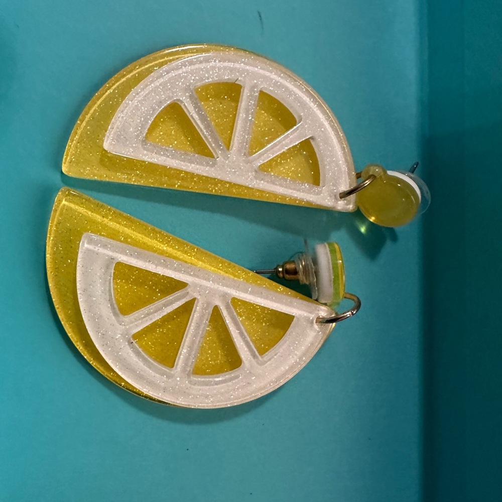 Yellow and White Lemon Slice Earrings